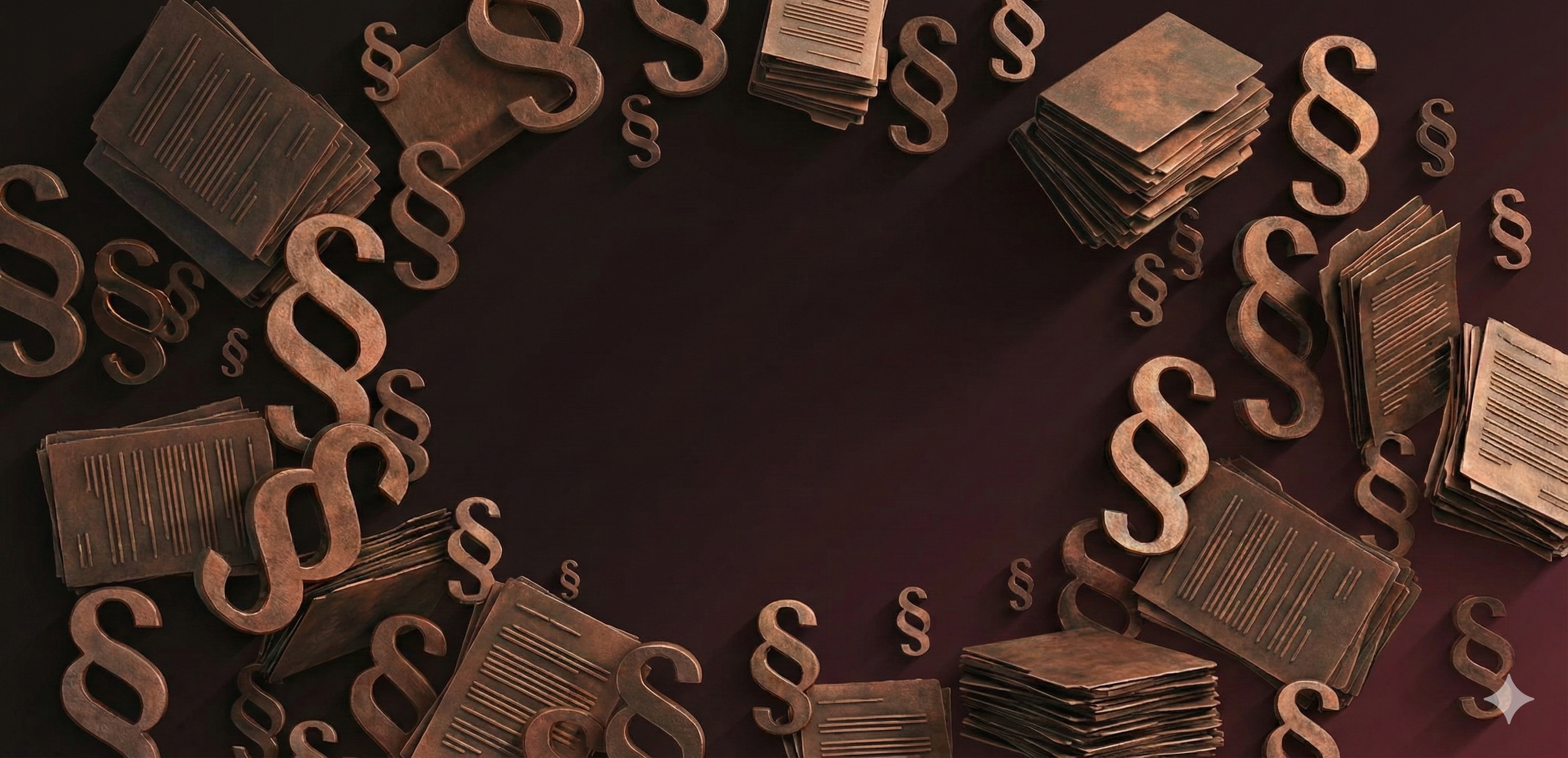 Paragraphensymbole und Aktenstapel